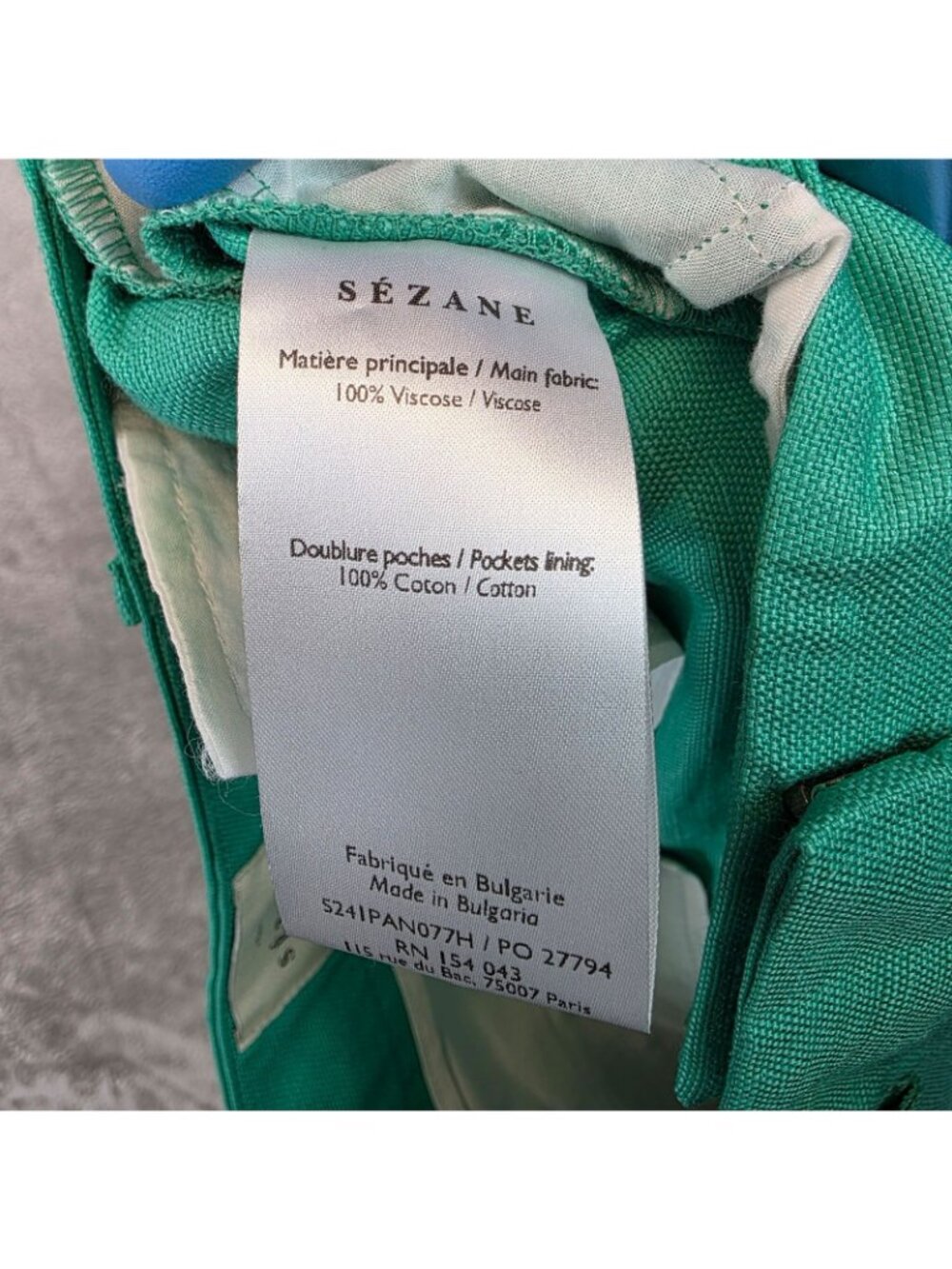 Sezane Dress Pants Womens 34 US 2 Green Viscose Twill Wide Leg High Rise - Picture 5 of 12